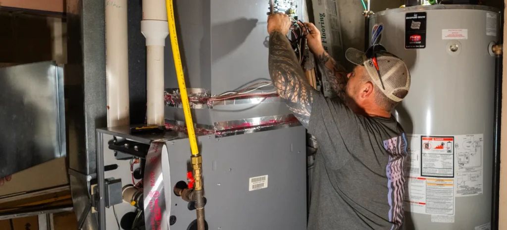 GPM technician repairing Heating unit